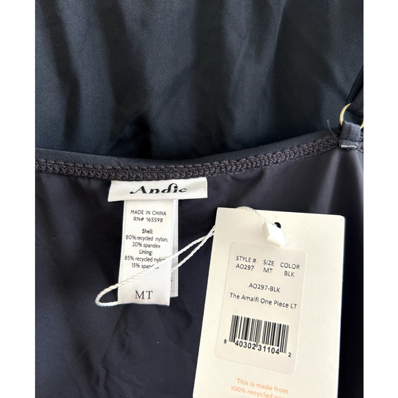 Andie Swim the Amalfi Eco Nylon One Piece in Black M Tall NWT - Picture 6 of 9